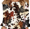 Cow Print Round Neck Blouse