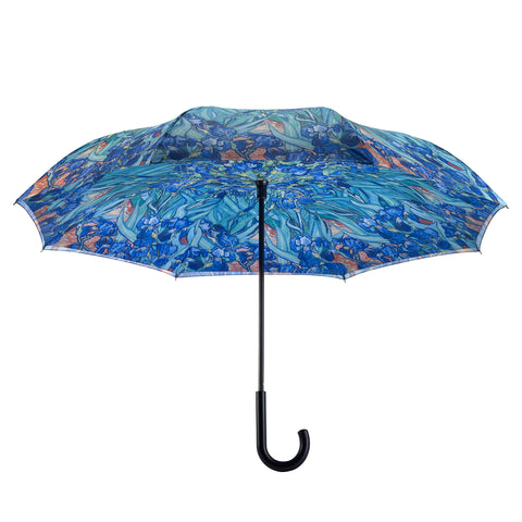 Picture of Van Gogh Irises Stick Umbrella Reverse Close