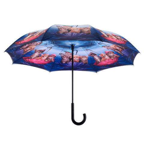 Picture of Kittens Ahoy Stick Umbrella Reverse Close