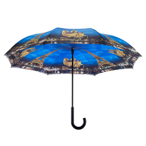 Picture of Paris-City of Lights Stick Umbrella Reverse Close