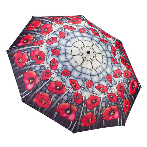 Picture of Stained Glass Poppies Folding Umbrella