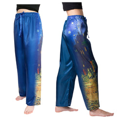 Van Gogh Café Terrace-Satin Pajama Pants