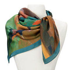 Gauguin Landscape with Peacock Square Satin Chiffon Scarf