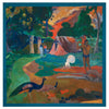 Gauguin Landscape with Peacock Square Satin Chiffon Scarf
