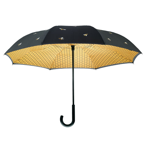 Picture of Bees-Black Stick Umbrella Reverse Close