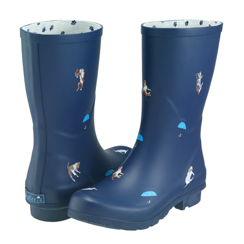 Picture of Navy-Cats & Dogs Mid-Calf Rain Boot