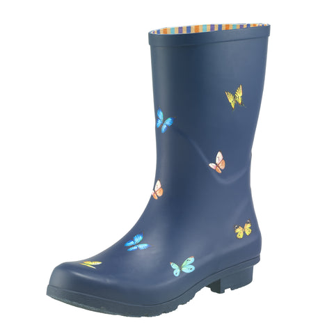 Picture of Navy-Butterfly Mid-Calf Rain Boot