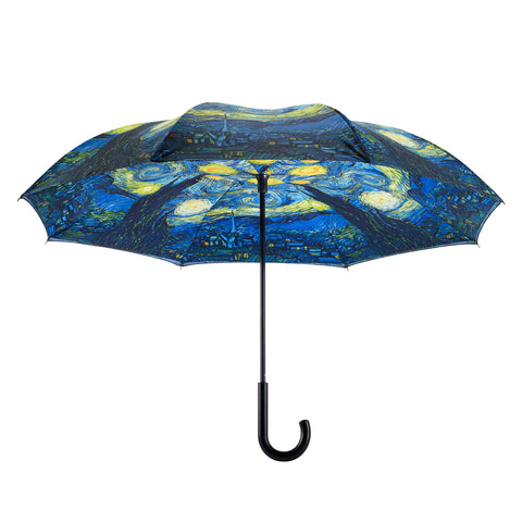 Picture of Starry Night Stick Umbrella Reverse Close