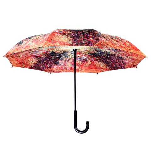 Picture of Monet, The Artist's House from the Rose Garden Stick Umbrella Reverse Close