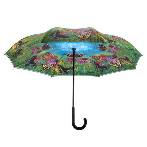 Picture of Butterfly Mountain  Stick Umbrella Reverse Close