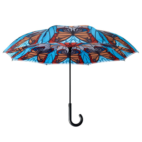 Picture of Stained Glass Butterfly Stick Umbrella RC