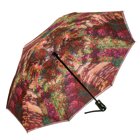 Picture of Monet, A Pathway in Monet's Garden Reverse Close Folding Umbrella
