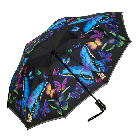 Picture of Moonlight Butterflies Reverse Close Folding Umbrella
