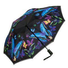 Moonlight Butterflies Reverse Close Folding Umbrella