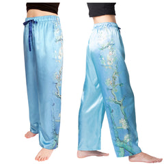 Monet Almond Blossom-Satin Pajama Pants