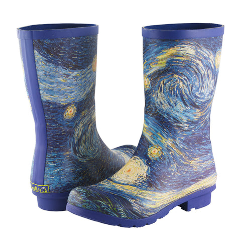 Picture of Van Gogh Starry Night Mid-Calf Rain Boot