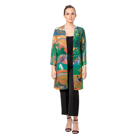 Picture of Gauguin Landscape with Peacocks Sheer Cardigan