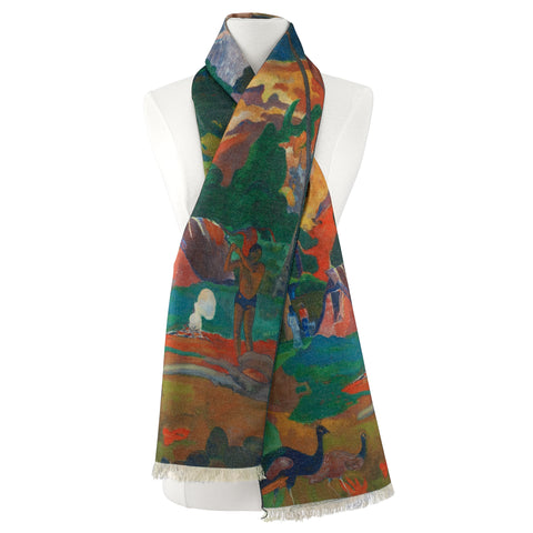 Picture of Gauguin Landscape with Peacock Viscose\Poly Scarf